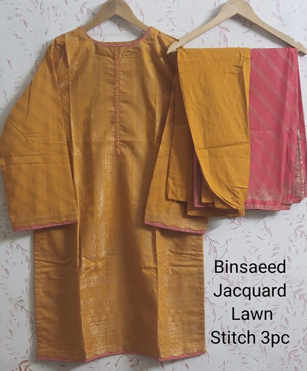 Bin Saeed Cotton Stitched Suit 3pc - Image 4